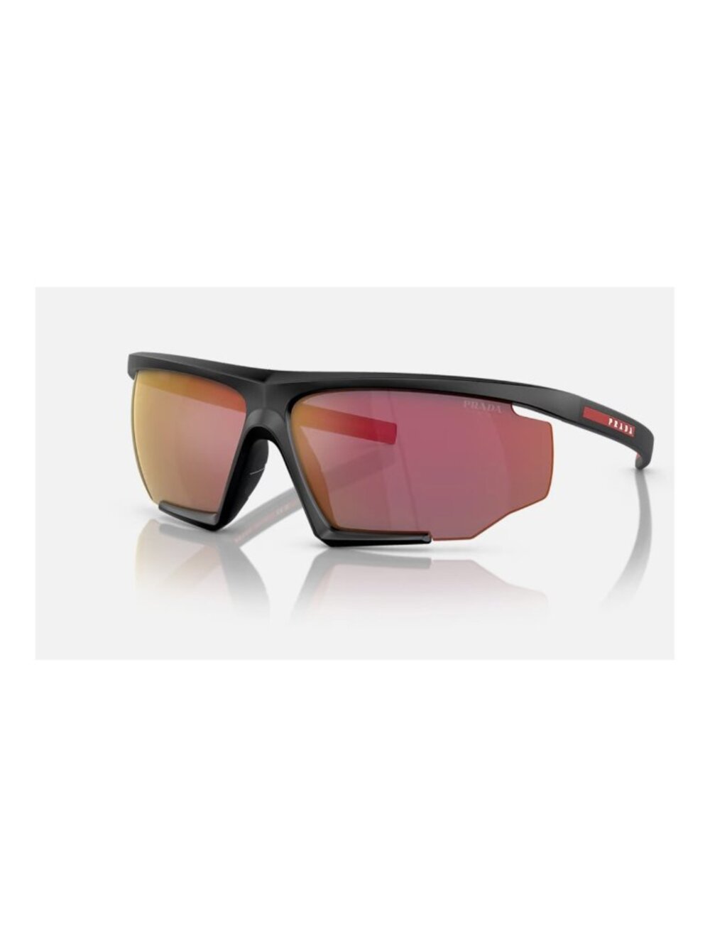 Prada Linea Rossa PS07YS DG010A 76 Black rubber Rectangular Sunglasses
